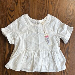 Girls' White Ruffle Sleeve Top